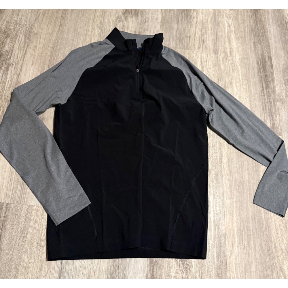 Cutter and Buck Mens SP CB DryTec 50+ Quarter Zip Pullover Golf Shirt Black Grey